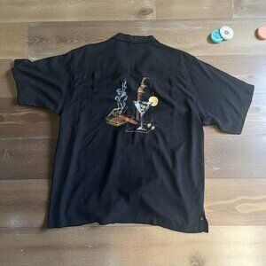 LUAU Men's Vintage Finest 100% Silk Cocktail Cigar Button Down Shirt Size XL